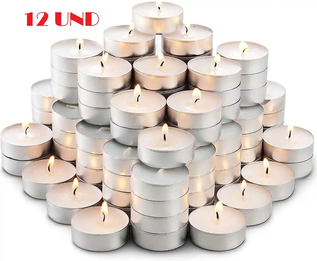 12 Velas Te Velitas Leña Fogata Chimenea Asado Bbq Romantica Decorativas Ritual Baño Tina Pebetero