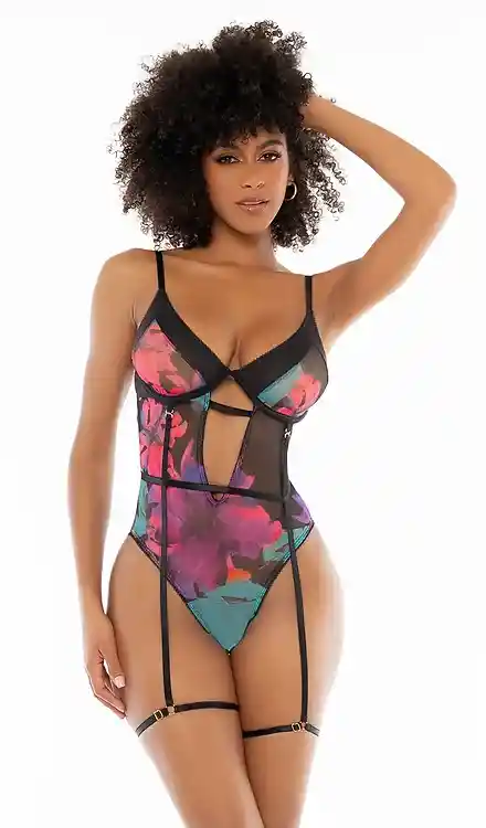 Body Con Varilla Negro Estampado Mapalé Talla S/m