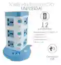 Torre Multitoma Azul Corriente 3 Niveles 3 Usb X 12 Tomas 2500w