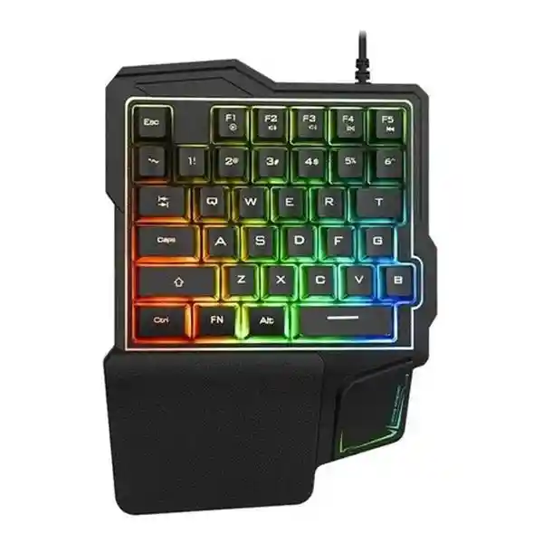 Teclado Gamer Una Mano K7 Luz Led Mecanico Usb Mini Rgb