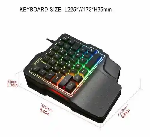 Teclado Gamer Una Mano K7 Luz Led Mecanico Usb Mini Rgb