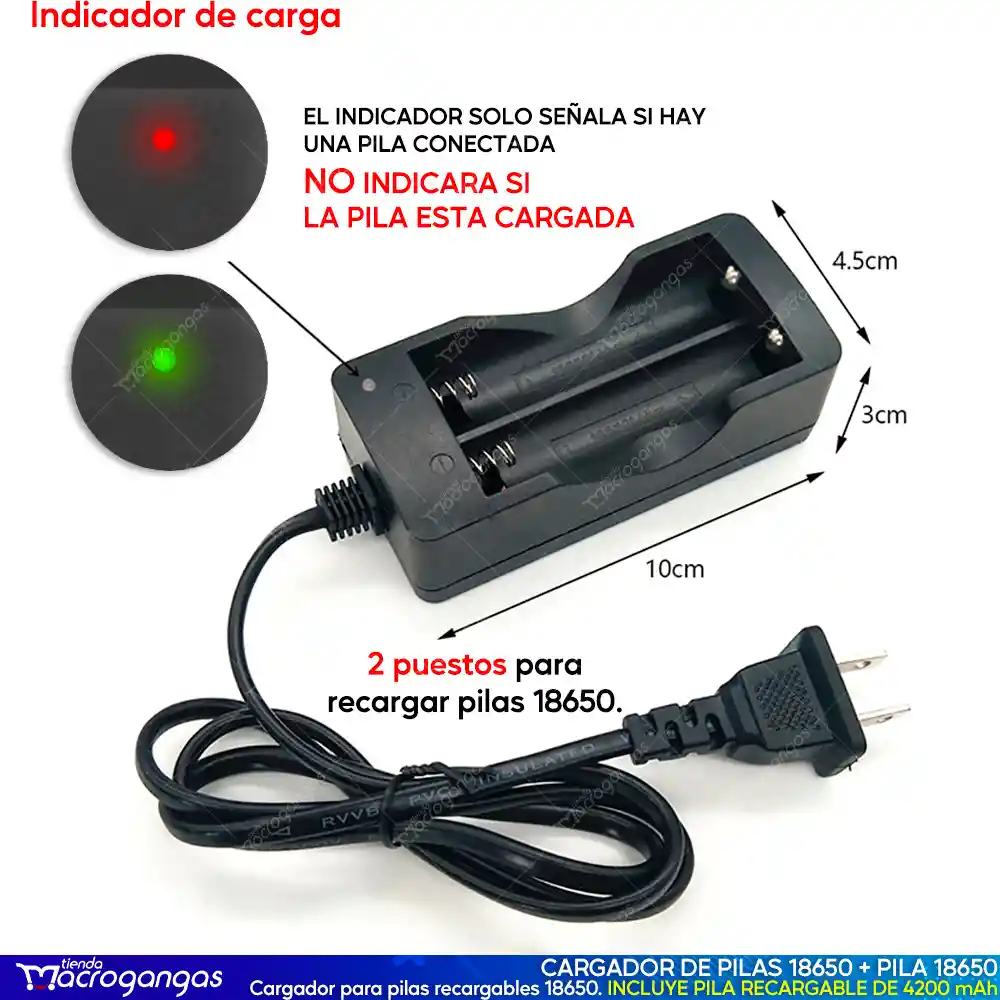 Kit Cargador Y Pila Batería 18650 Carga Rápida 3,7v