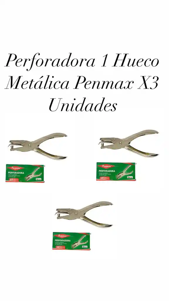 Perforadora 1 Hueco Metálica Penmax X3 Unidades