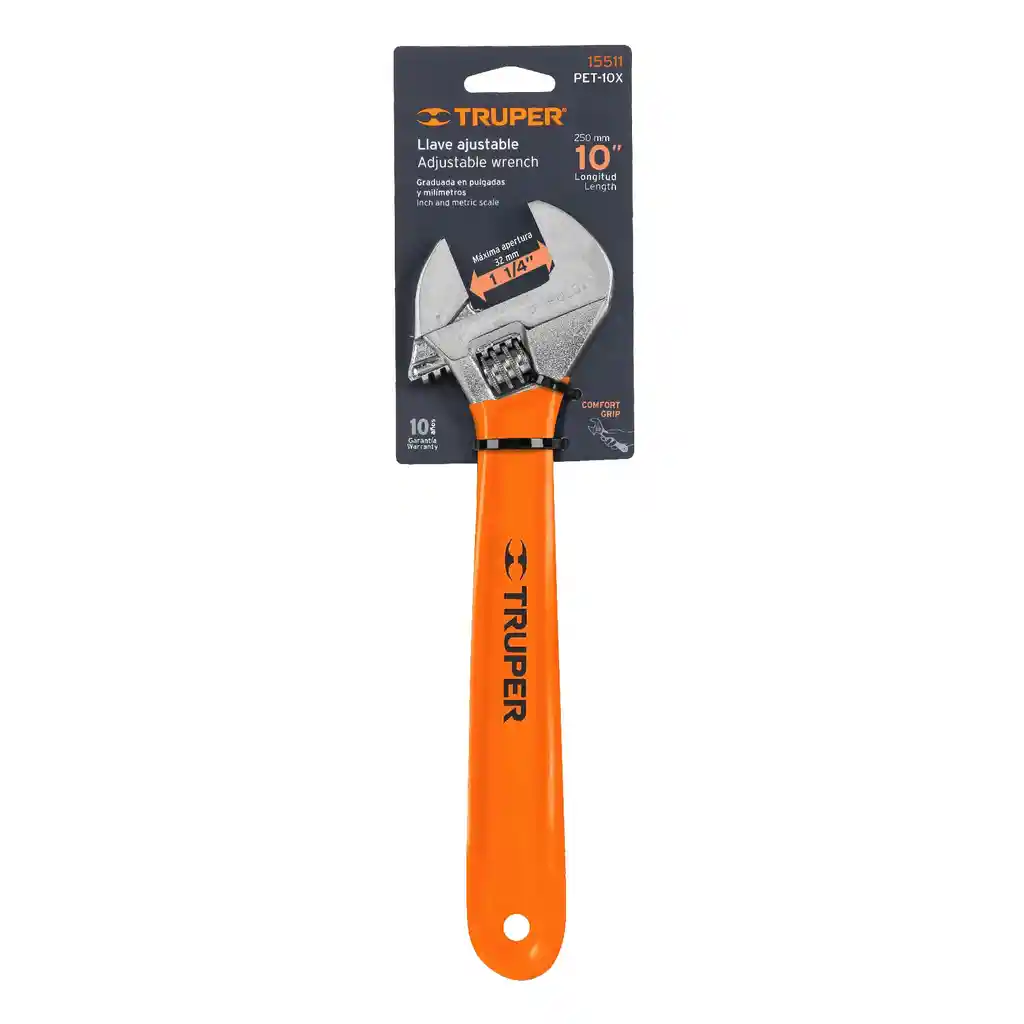 Llave Expansiva 10" Cromada Mango De Pvc, Truper