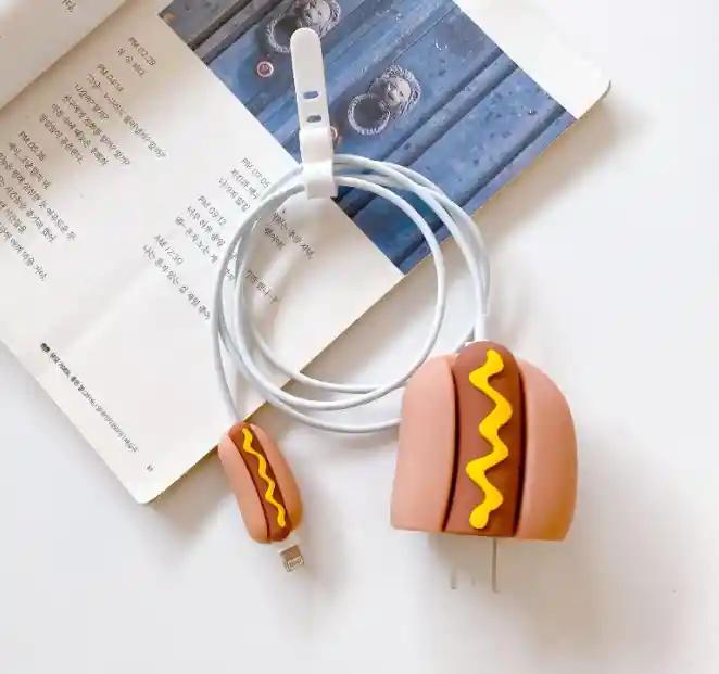 Kit Protector Funda Hot Dog Forro Cargador Iphone 20w