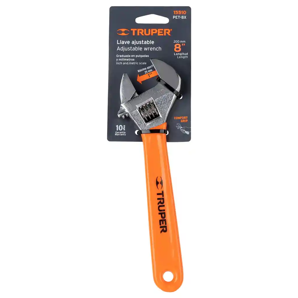 Llave Expansiva 8" Cromada Mango De Pvc, Truper