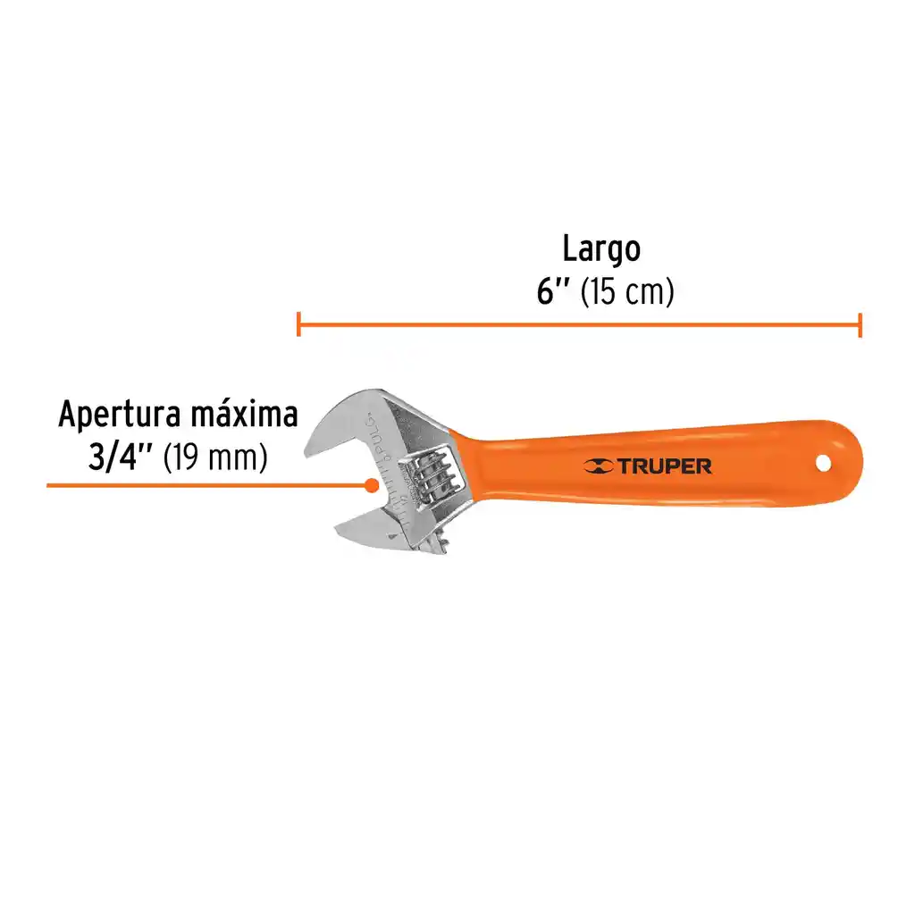 Llave Expansiva 6" Cromada Mango De Pvc, Truper