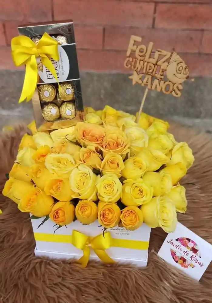 Topiario De Rosas Amarillas Y Chocolates