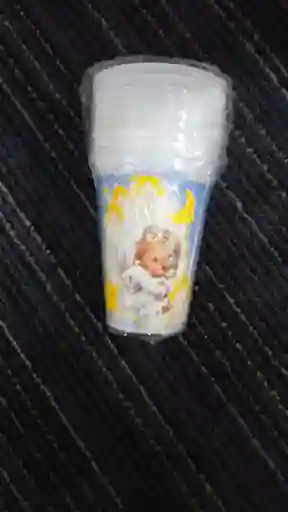 Vasos X12 Und Para Fiesta De Bautizo Niño Con Vestido Blanco