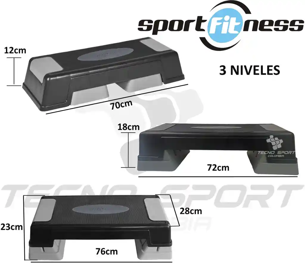Banco Step 3 Niveles Modulos 3 Alturas Escalon Sport Fitness
