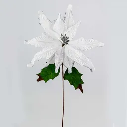 Flor Navideña 70cm Montefiori Blanco Plata