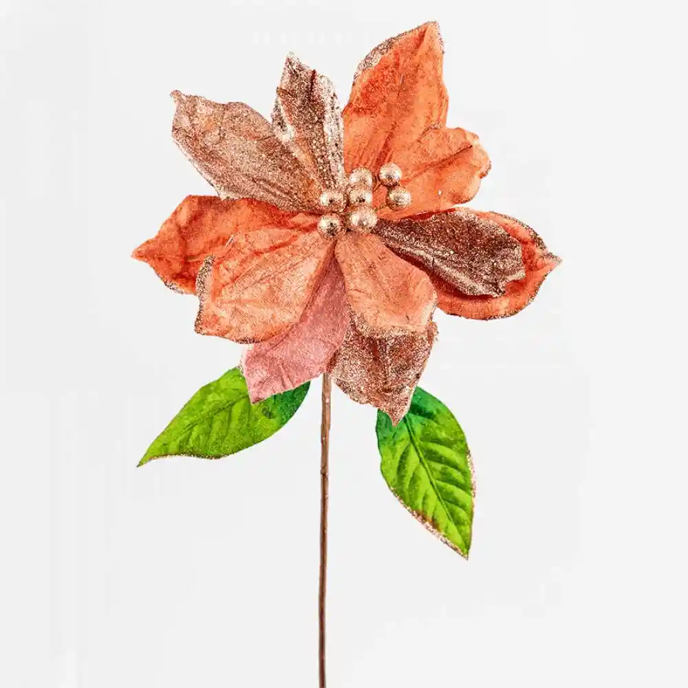 Flor Navideña Poinsetia 70cm Montefiori Rose Gold