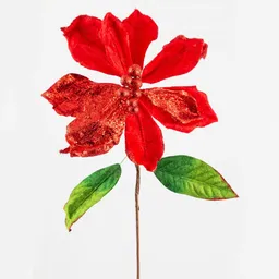 Flor Navideña Poinsetia 70cm Montefiori Rojo