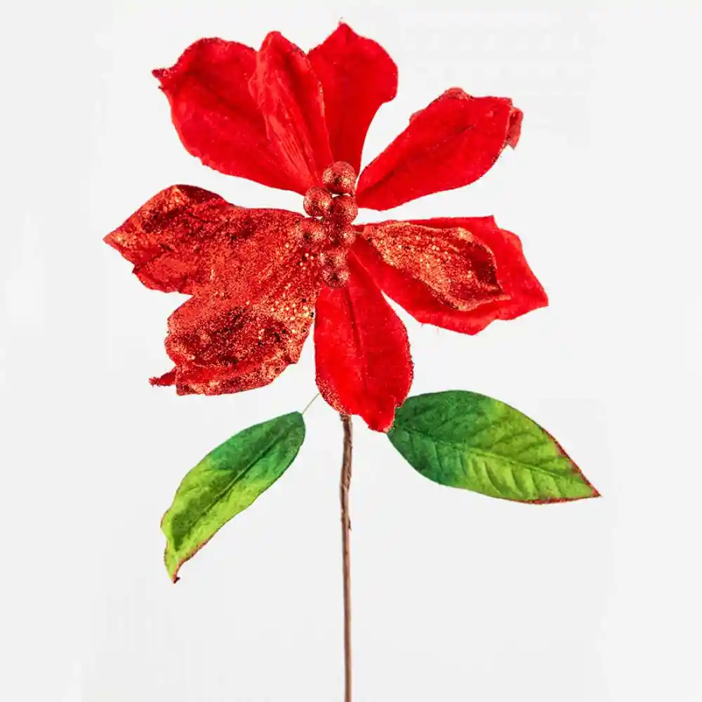 Flor Navideña Poinsetia 70cm Montefiori Rojo