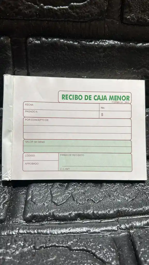 Recibo Caja Menor X100 Unidades
