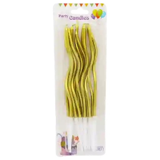Velas Metalizadas Cumpleaños Espiral 10und Dorada