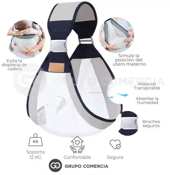 Fular Cargador Portabebés Ergonómico Correa Ajustable Manos Libres