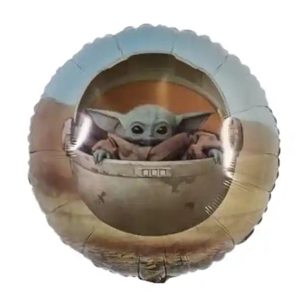 Globo Metalizado Redondo Baby Yoda Sin Inflar