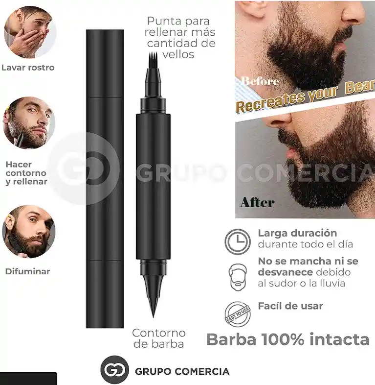 Lápiz Rellena Perfila Barba Con Cepillo