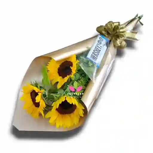 Flores Amarillas: Bouquet De Girasoles Con Chocolatina