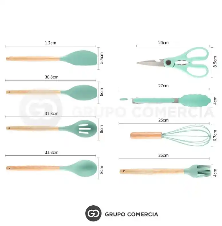 Set 19 Piezas Utensilios De Cocina En Silicona Resistente Al Calor