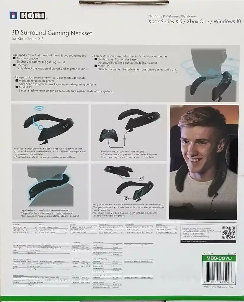 Hori 3d Surround Gaming Neckset - Wearable Speaker With Voice Chat Designed For Xbox Series X|s - Xbox Series X