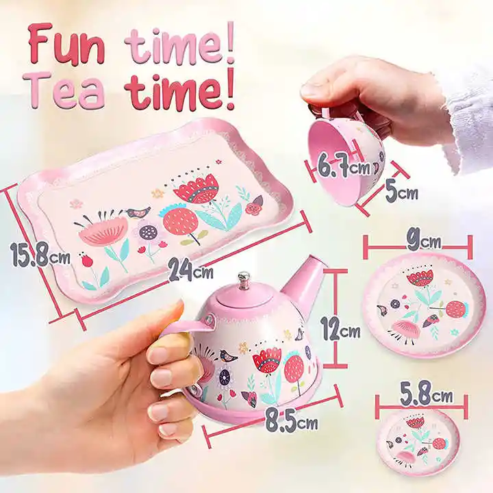 Juego De Té De Metal Decorado En Maletin 15 Piezas