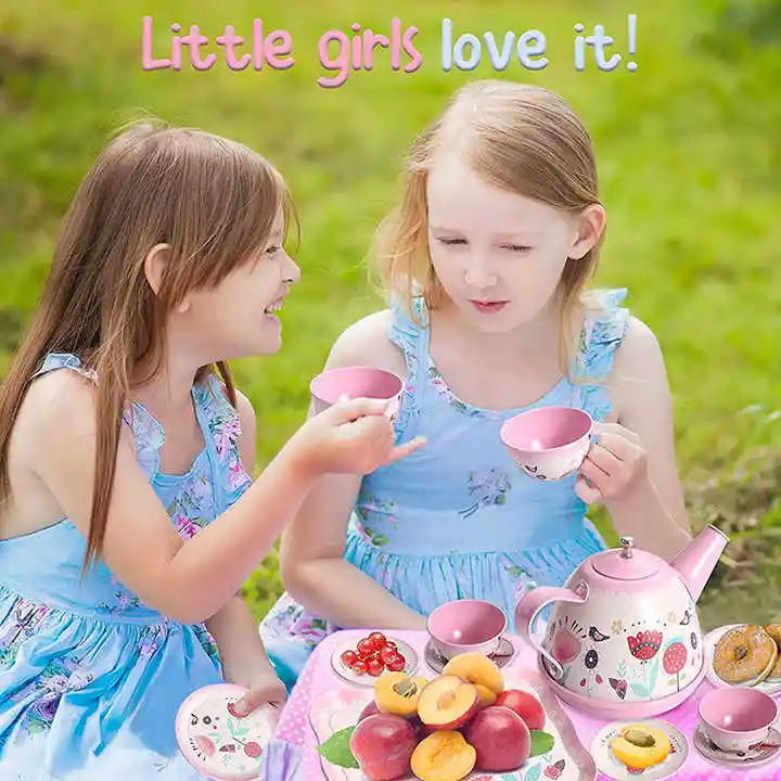 Juego De Té De Metal Decorado En Maletin 15 Piezas