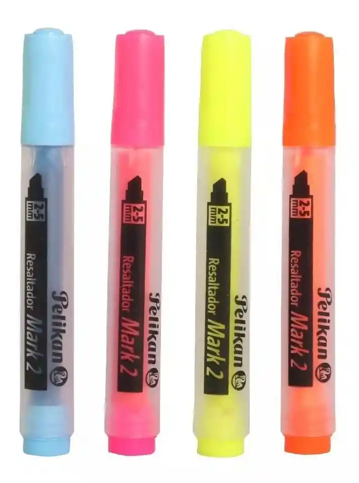 Resaltador Pelikan Mark 2 Fluorescente, Biselado X 4 Colores