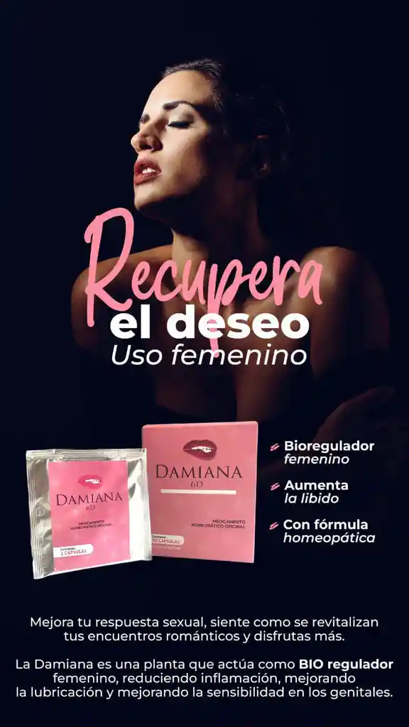 Potenciador Femenino Afrodisiaco, Damiana Caja X 20 Unidades