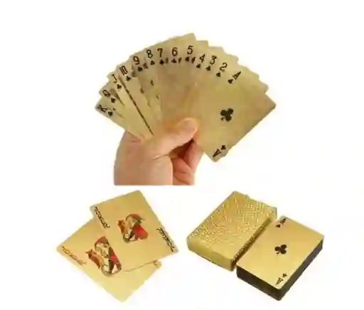 Cartas Barajas De Poker Doradas Lujo Ultra Fino Magia X 54u