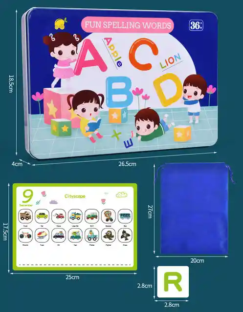 Divertido Alfabeto Inglés, Escritura, Palabras, Juguetes, Pegatinas Magnéticas, Tarjeta, Ayuda De Enseñanza