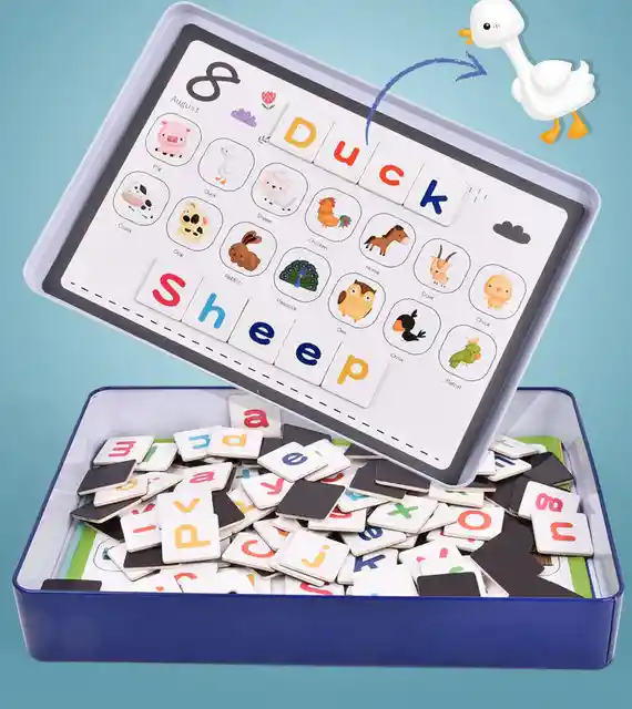 Divertido Alfabeto Inglés, Escritura, Palabras, Juguetes, Pegatinas Magnéticas, Tarjeta, Ayuda De Enseñanza