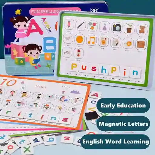 Divertido Alfabeto Inglés, Escritura, Palabras, Juguetes, Pegatinas Magnéticas, Tarjeta, Ayuda De Enseñanza