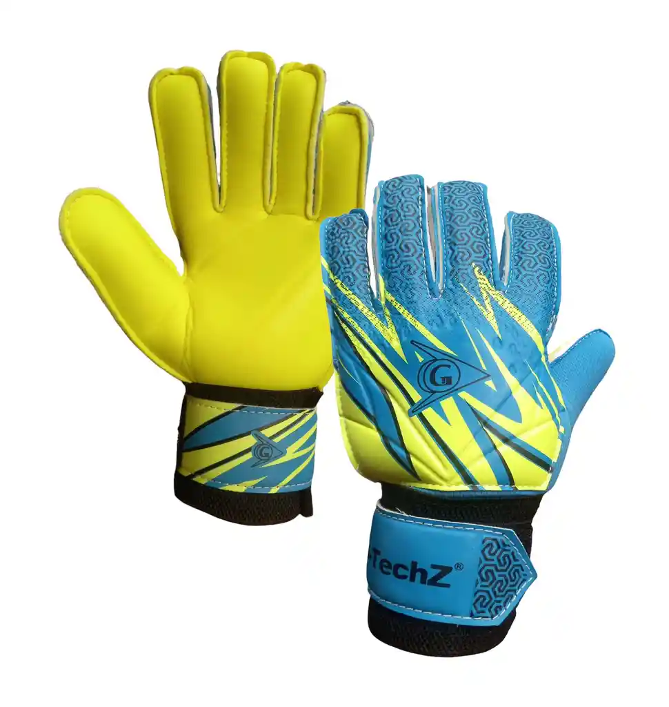 Guantes Portero Para Niño Talla: 4 Fútbol Arquero Con Antifracturante - Azul/verdelimon