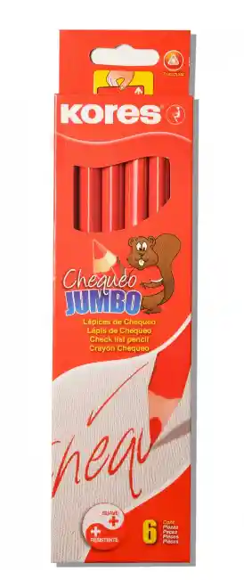 Caja Lápiz Rojo Chequeo Jumbo Kores