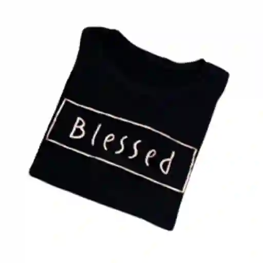 Camiseta Blessed Para Dama Piel De Durazno Negro