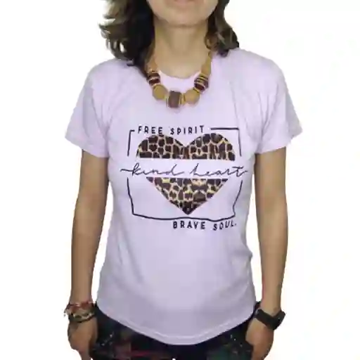 Camiseta Corazón Tigre Para Dama Piel De Durazno Lila