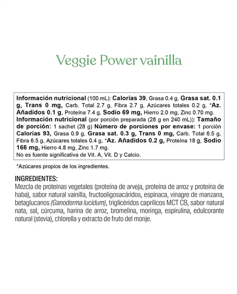 Proteina Sachet Veggie Power Vainilla Savvy 25 Gr