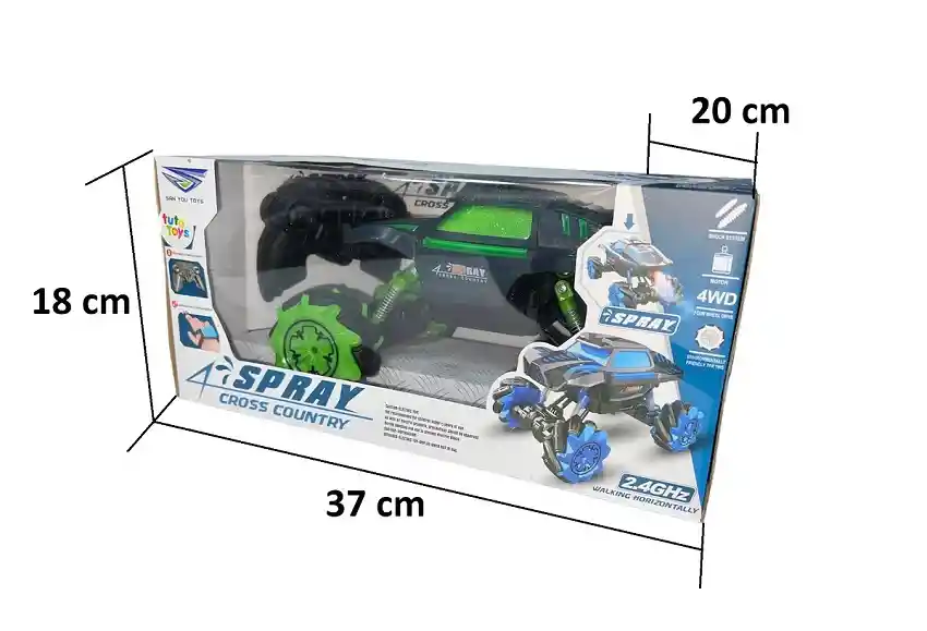 Carro Control Remoto Humo Todoterren 4x4 Sensor Manejo Mano Color Verde