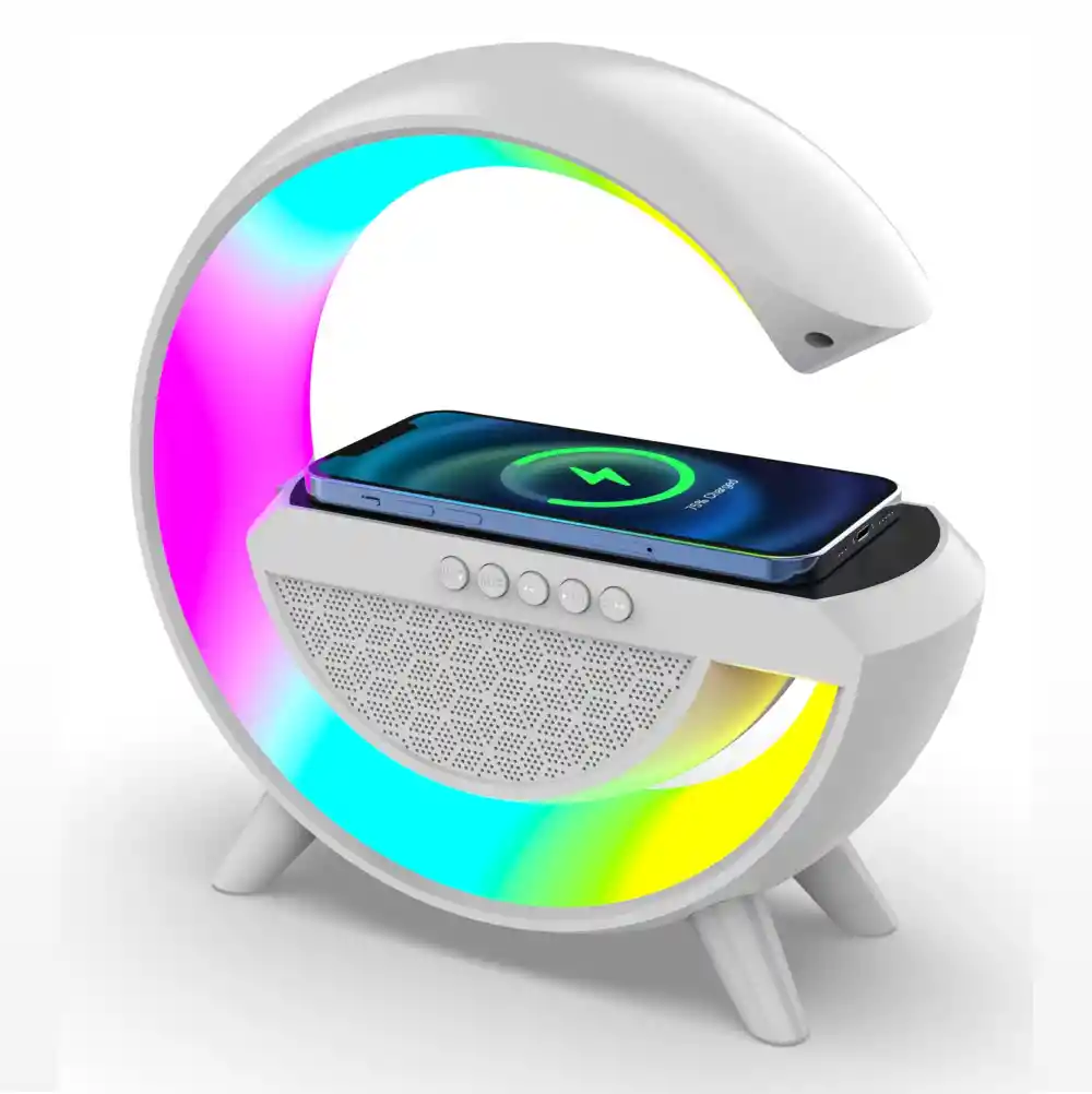 Lampara G Luz Led Rgb Speaker Recargable Bluetooth Hm-2301 - Blanca