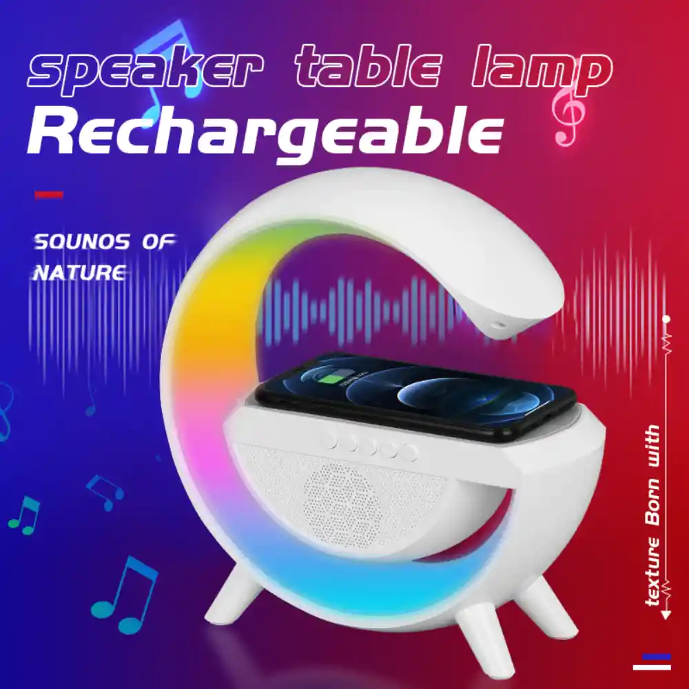 Lampara G Luz Led Rgb Speaker Recargable Bluetooth Hm-2301 - Negra