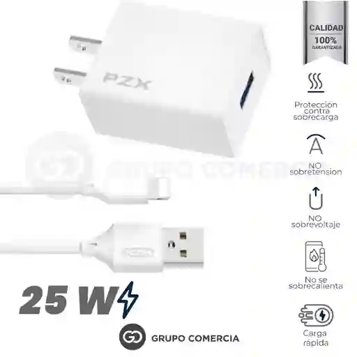 Cargador Para Iphone Pzx Carga Rápida 25w