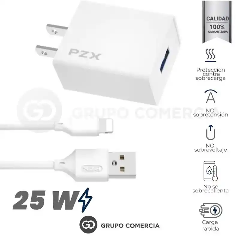 Cargador Para Iphone Pzx Carga Rápida 25w