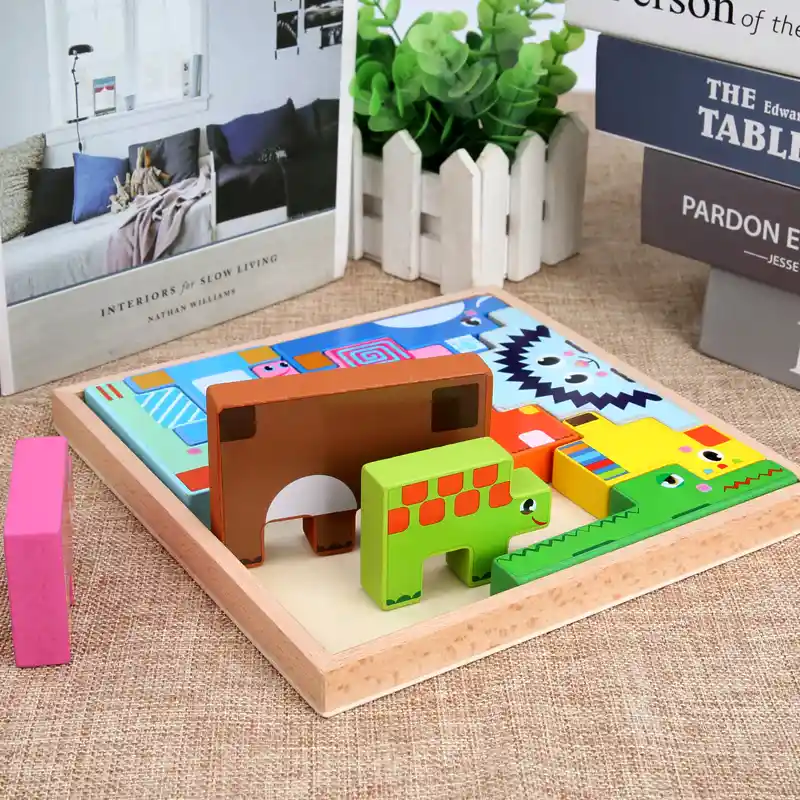 Rompecabezas Tetris De Madera Con Diseño De Animales, Para Bebés, Niños Y Niñas.