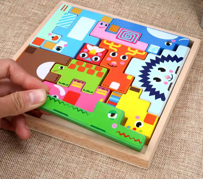 Rompecabezas Tetris De Madera Con Diseño De Animales, Para Bebés, Niños Y Niñas.