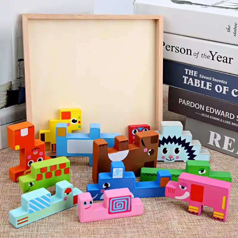 Rompecabezas Tetris De Madera Con Diseño De Animales, Para Bebés, Niños Y Niñas.