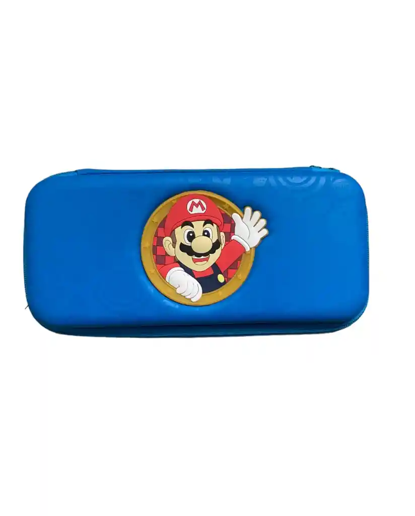 Estuche De Mario Azul + Acrilico + 2 Grips + Vidrio Nint. Switch