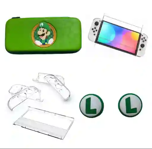 Estuche De Luigui + Acrilico + 2 Grips + Vidrio Switch Oled