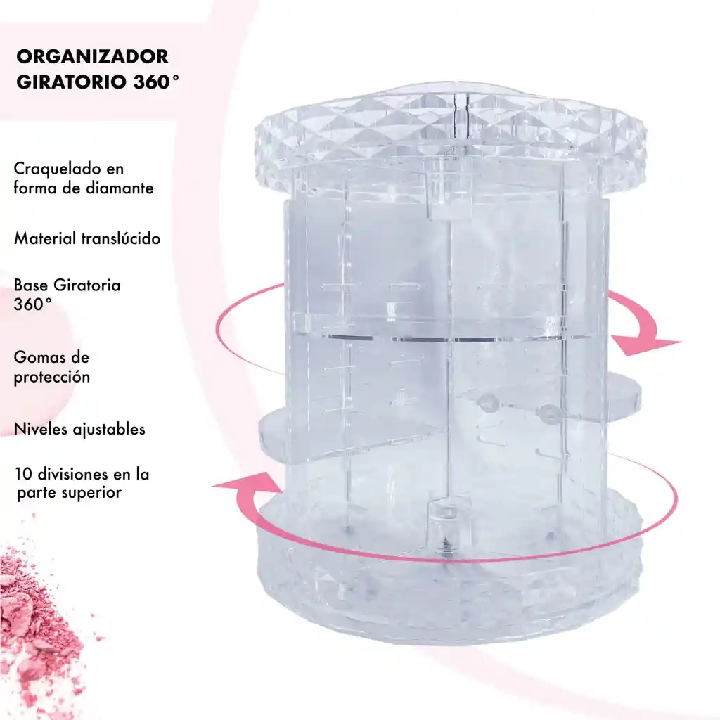 Organizador 360° Giratorio Acrilico Cosmeticos Maquillaje